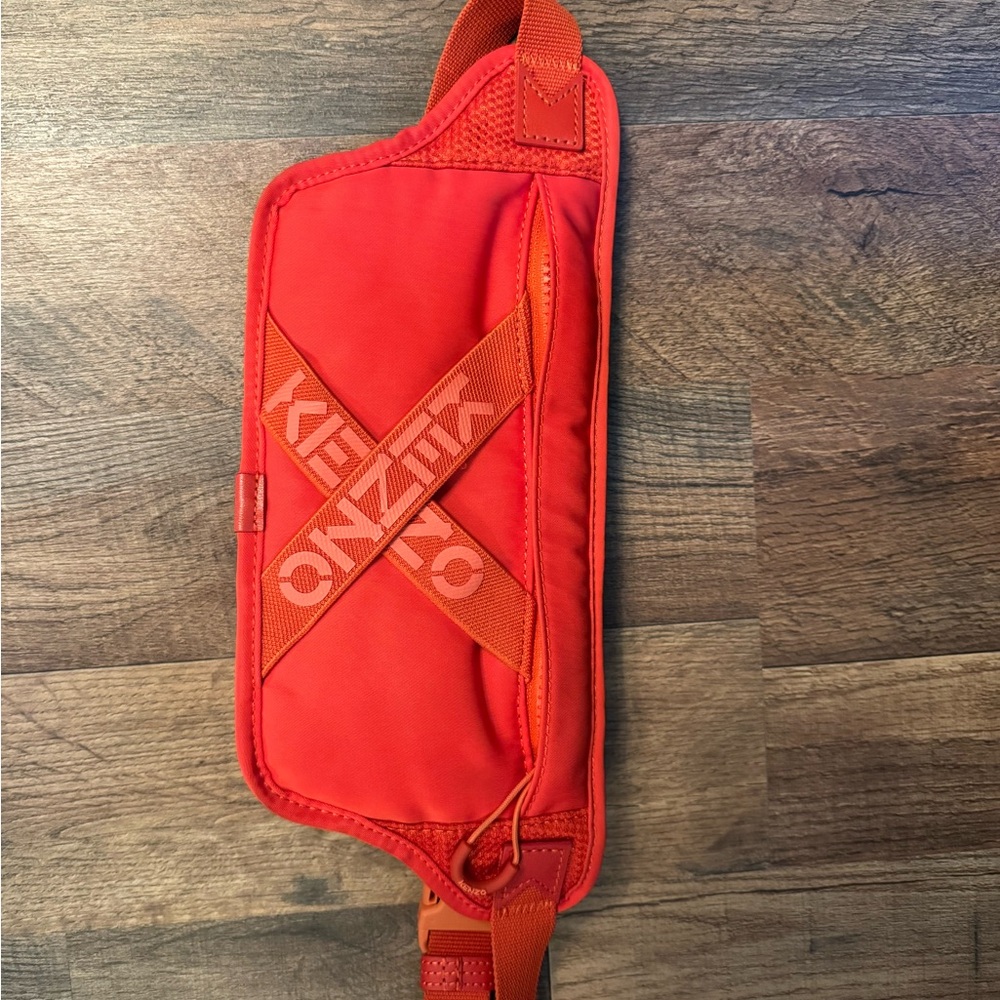 KENZO Shoulder Pouch Women Men Red W23cm D5cm Belt110cm